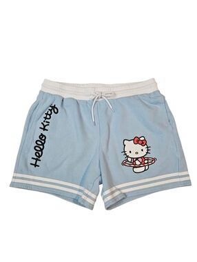 Hello Kitty Women's Shorts Fleece Size XL Light Blue Hula Hoop Graphic
